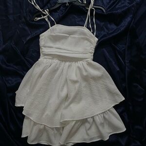 White Layered Spaghetti Strap Dress